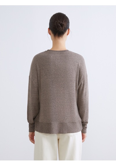 Lcw Everyday Bej Bisiklet Yaka Oversize Kadın Sweatshirt