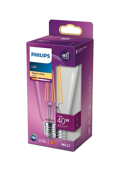 Philips LED Classic Şefaf Filament Ampul 4.3W 470 Lumen 2700K Sarı Işık ST64 E27 Duy (40W Eşleniği)