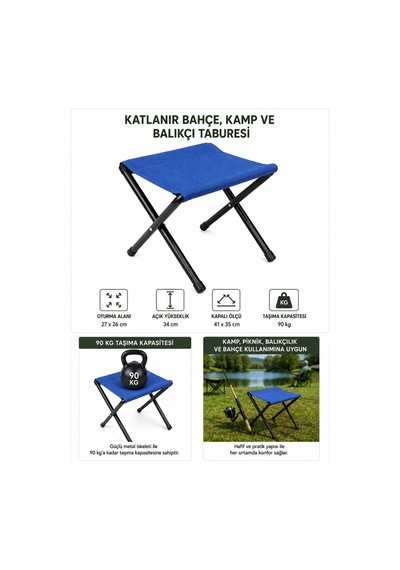 H-a Katlanır Balıkçı Kamp Ve Bahçe Taburesi Mavi