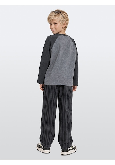 Erkek Çocuk Takım Oversize Tişört - Çizgili Denim Pantolon (5-11 Yaş)