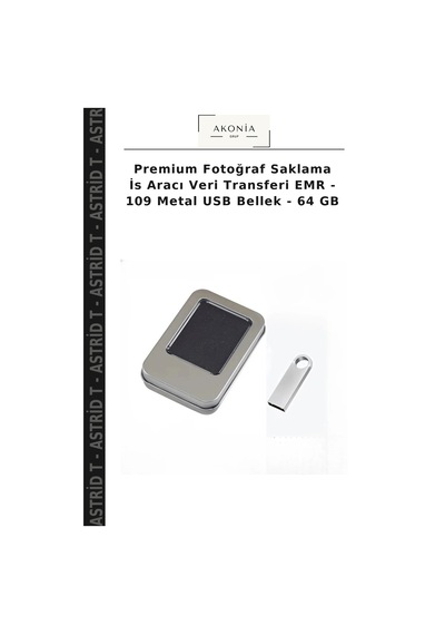 Premium Fotoğraf Saklama İs Aracı Veri Transferi Emr - 109 Metal Usb Bellek - 64 Gb
