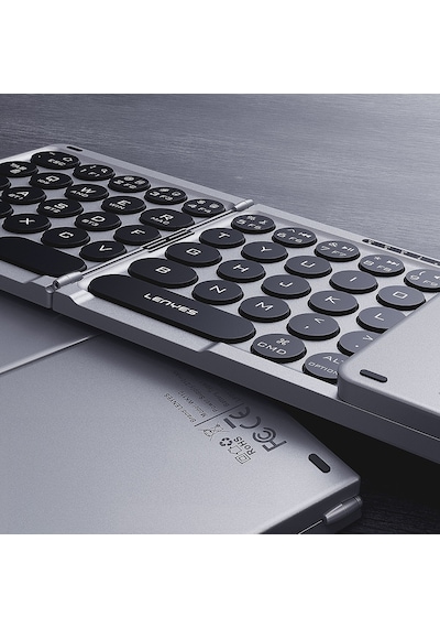 Lenyes Wk110 Num Touch Pad Özellikli Katlanabilir Bluetooth Bağlantılı Kablosuz Klavye Siyah