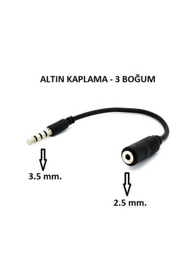 3.5 MM Erkek to 2.5 MM Dişi Çevirici Dönüştürücü Ses Kablo