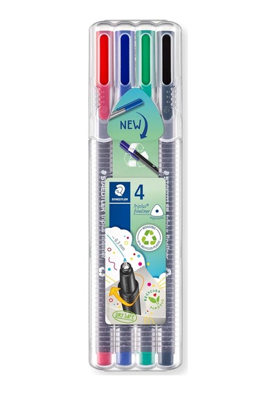 334 Sb4 Triplus Üçgen Fineliner Klasik Renk 0.3 Mm 4'lü Set