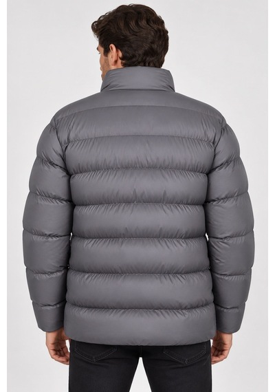 M9650 Dewberry Erkek Puffer Mont-düz Gri
