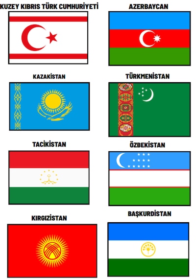 Eski Ve Yeni Türk Devletleri Bayrakları Boyama Kitabı Örnekler L
