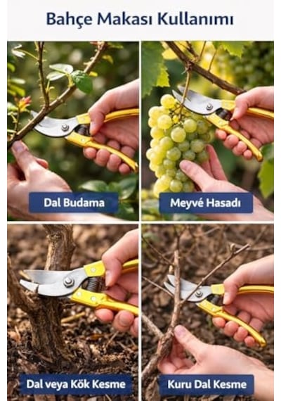 Profesyonel Bahçe Budama Makası Paslanmaz Çelik Keskin Bıçak Ergonomik Kaymaz Sap Dayanıklı Dal Bitki Çiçek Kesme Makası,bahçe Budama Makası Paslanmaz Çelik Keskin Bıçak Sarı-789