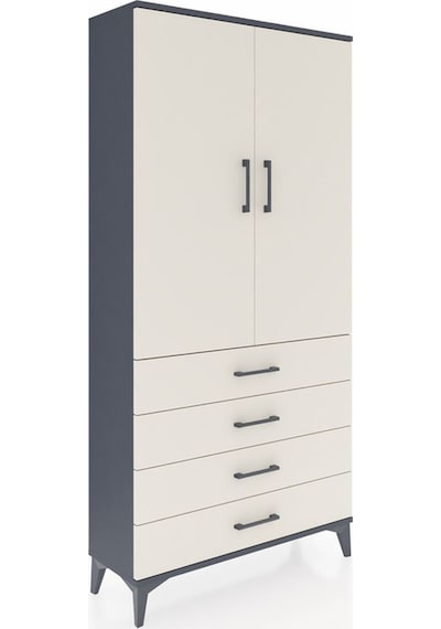 Arges Dolap 3 Raflı 4 Çekmeceli 2 Kapaklı 88x30x182 Antrasit-... Antrasit