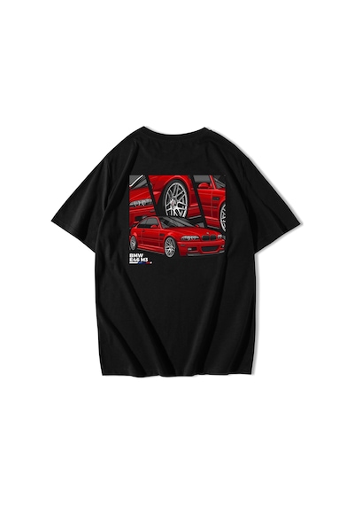Brz Collection Unisex Oversize Bmw E46 M3 T-shirt-siyah Siyah