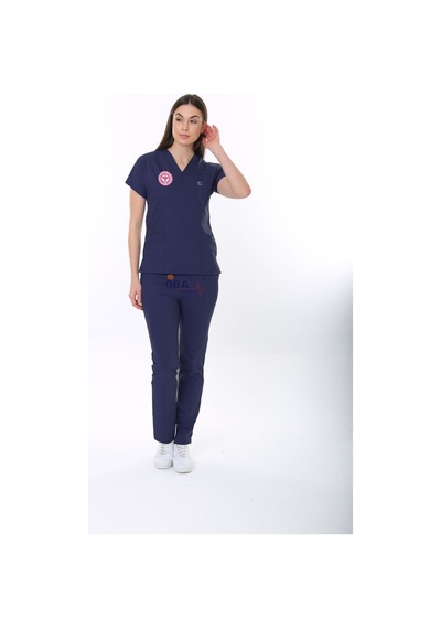 Lacivert Hemşire Forması Likralı Scrubs Takım Patrıot Blue Lacivert