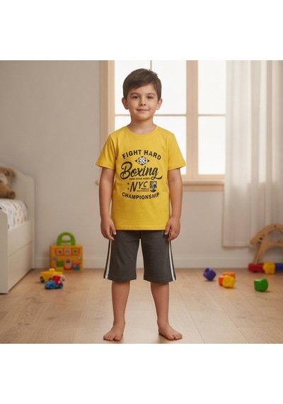 Bonbon Çocuk Baskılı Sarı Renk 2'li Takım Cb1059