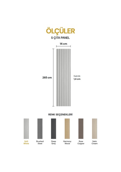 Vilo Mpc S Çıta Duvar Paneli Soft White 265cm Yapıştırmalı Montaj - Neme Ve Darbeye Dayanıklı