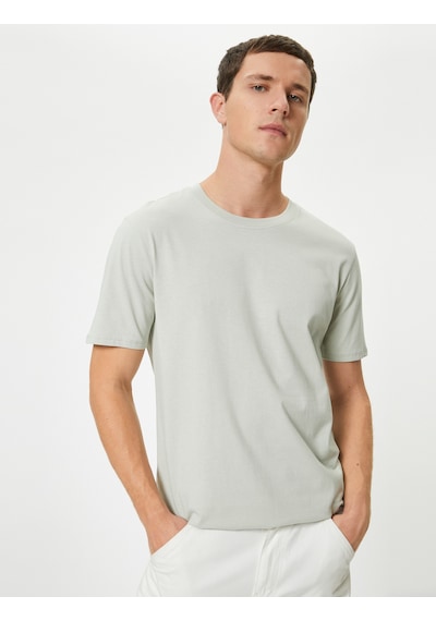 Koton Basic Tişört Slim Fit Bisiklet Yaka Kısa Kollu Yeşil 4sam10842hk Yeşil
