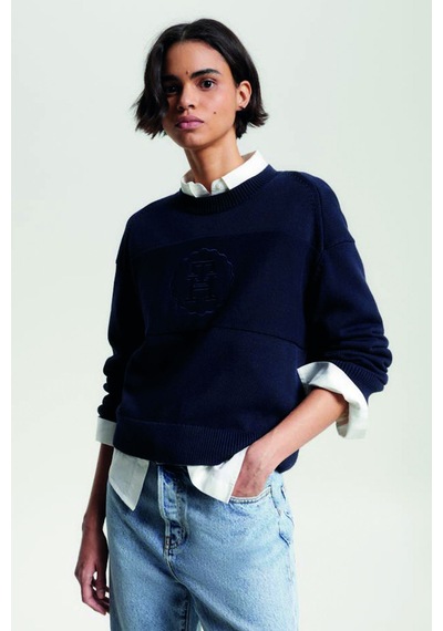 Tommy Hilfiger Bisiklet Yaka Triko Kazak Lacivert