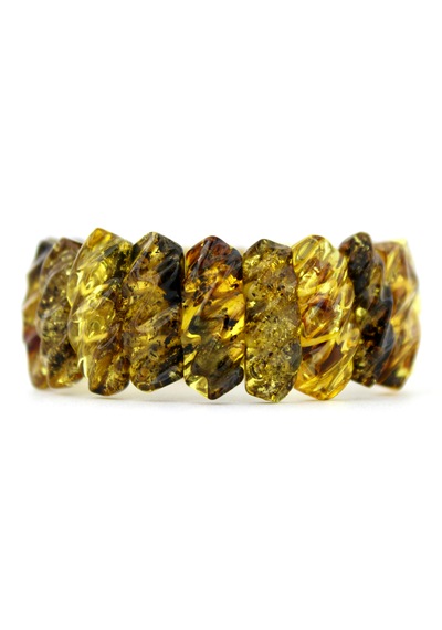 Kehribar Bileklik Fosilli Roleks Tasarım Ambergold Blk23-146 Çok Renkli