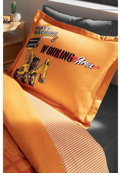 Özdilek Heavy Machine Tek Kişilik Lastikli Fitted Çarşaf Nevresim Takımı Turuncu
