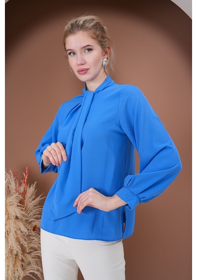 Rima Elegance Bağlamalı Bluz Mavi