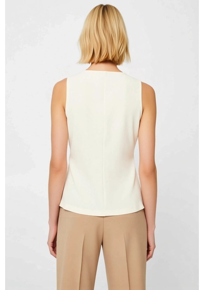 Benerly Kadın Bluz V Yaka Kolsuz Peplum İnterlok Örme Düz Desen Regular K Ekru Benerly Kadın Bluz V Yaka Kolsuz Peplum İnterlok Örme Düz Desen Regular K Ekru