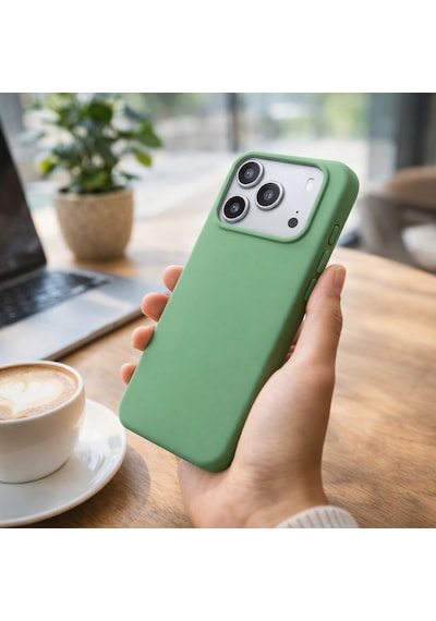 Apple Uyumlu iPhone 17 Pro Max / 18 Pro Max Kılıf Renkli Lansman İçi Kadife Yumuşak Kamera Yükseltili Silikon Su Yeşili