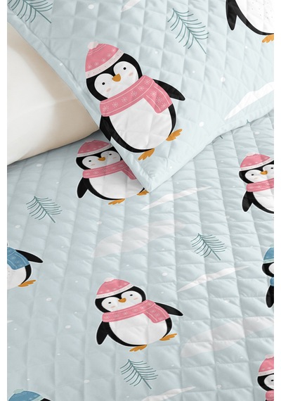 Evimde Bambaşka Mavi Penguen Çocuk Odası Tek Kişilik Pike Takımı-kış Desenli Pastel 160x220 CM Kapitone Yatak Örtüsü Evimde Bambaşka Mavi Penguen Çocuk Odası Tek Kişilik Pike Takımı-kış Desenli Pastel 160x220 CM Kapitone Yatak Örtüsü