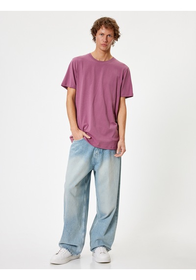 Koton Basic Tişört Slim Fit Bisiklet Yaka Kısa Kollu Pembe 4sam10842hk Gül