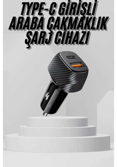 Hubrendy Kargo Araç İçi Şarj Cihazı 38w Güç Kapasiteli Type-c Girişli Araba Çakmaklık
