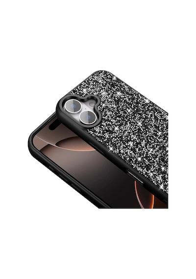 Nourthkiingdom Apple Uyumlu iPhone 16 Plus Kılıf Parlak Taşlı Tasarım Nrtk Pırlanta Kapak - Siyah Siyah