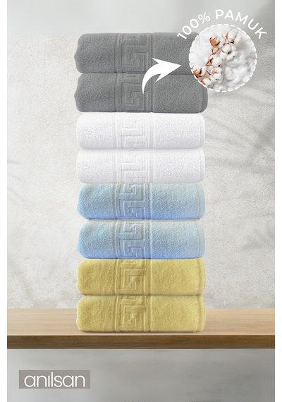 8'li Karışık Greek El Havlusu - 50x90 Cm, 225 Gr, %100 Pamuk, Spa Ve Otel Havlusu, Günlük Kullanıma Uygun Çok Renkli