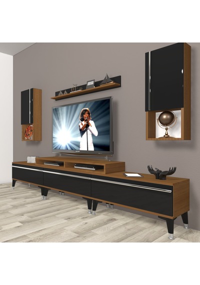 Decoraktiv Ekoflex 270ta Mdf Silver Tv Ünitesi Tv Sehpası Ceviz - Siyah