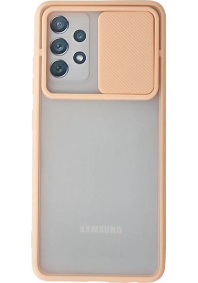 Newface Samsung Uyumlu Galaxy A52 Kılıf Palm Buzlu Kamera Sürgülü Silikon - Pembe Resimdeki