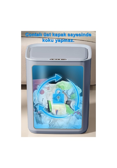 Sensörlü 22 Litre Çöp Kovası Şarj Edilebilir Lityum Pilli / Gt-sc05