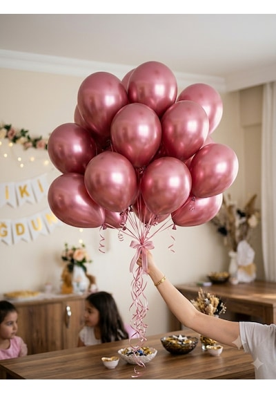 Metalik Gül Kurusu Balon Seti 20 Adet