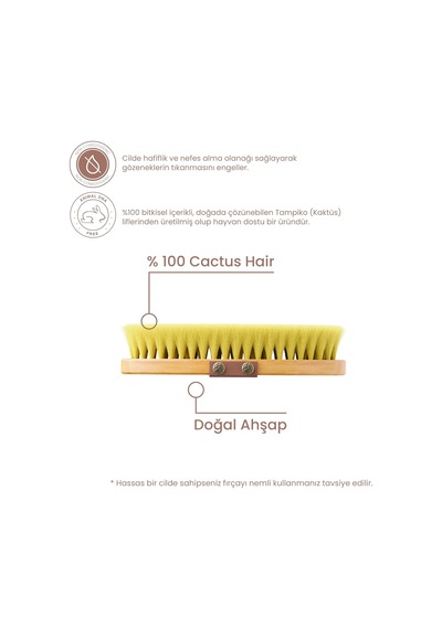 %100 Kaktüs Kılı Pürüsüzleştirici Vücut Fırçası