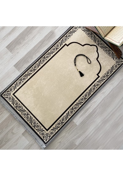 Evaşk Namazlık Dokuma Halı Kaymaz Muslumana Seccade80 x 130 Krem EVASK801A80