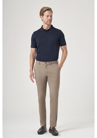 İmza Vizon Yan Cep Slim Fit Casual Pamuklu Chino Pantolon 1003260178 Koyu Vizon