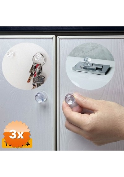 3 Adet 4 Adet Kristal Tasarımlı Çok Amaçlı Yapışkanlı Tutacak Buton