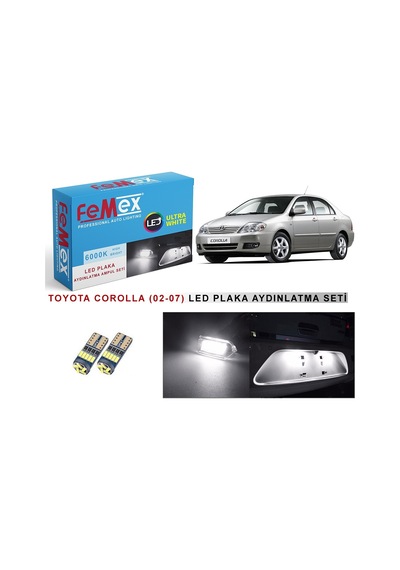 Toyota Corolla Uyumlu 2002-2007 Led Plaka Aydınlatma Ampul Seti Femex Parlak Beyaz
