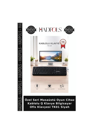 Özel Seri Masaüstü Oyun Cihaz Kablolu Q Klavye Bilgisayar Ofis Klavyesi Tk01 Siyah