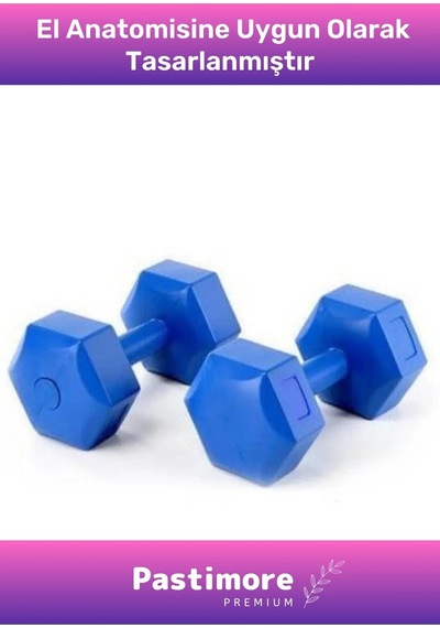 Plastik Köşeli Spor Egzersiz Vücut Kas Geliştirme Fitness Ağırlık Mavi 2 KG Dambıl Set - 2 Adet