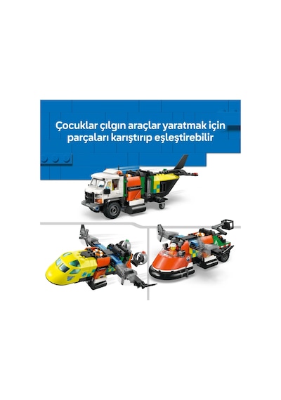 LEGO® City Uçak, Servis Kamyonu ve Hoverkraft Karışımı 60505 -7 Yaş ve Üzeri Çocuklar İçin Yaratıcı Oyuncak Yapım Seti (990 Parça)