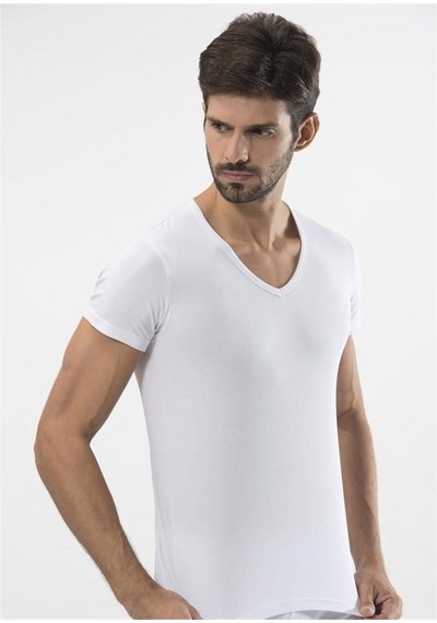Türen 172 Likralı Erkek T-shirt-beyaz Beyaz