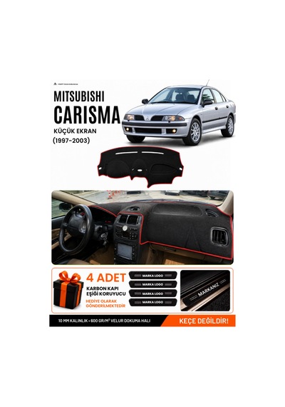 Mıtsubıshı Carısma Küçük Ekran 1997-2003 Uyumlu Torpido Örtüsü - Siyah-kırmızı - Mı003
