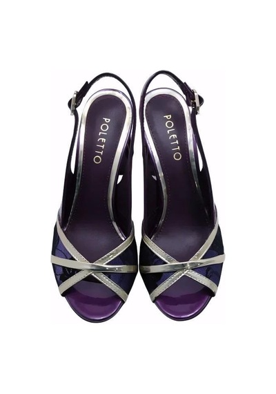Poletto Hakiki Deri /tekstil Altın-sax Mavı Sandalet Topuklu 380 13-527 Altın