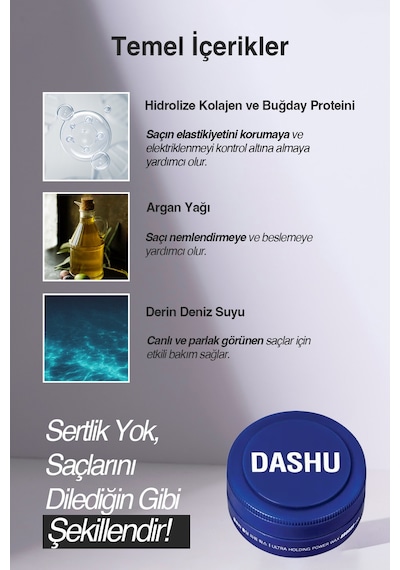 Ultra Güçlü, Kalıntı Ve Beyazlık Bırakmayan, Besleyici Dashu For Men Ultra Holding Power Wax 15ml