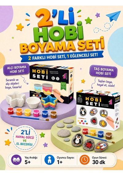 Zet Zeka Hobi Sanat Boyama Seti Alçı Boyama Ve Taş Boyama Seti 5+ Yaş 1+ Oyuncu