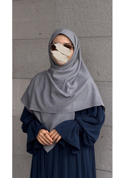 Qalortex Scarf Premium Jakarlı Hüma Büyük Boy Eşarp-füme