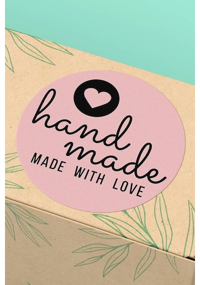 Made With Love Hand Made Sticker 3x3cm St2174 Çok Renkli