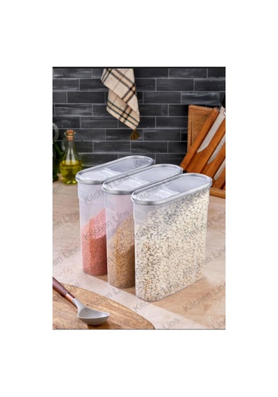 Erzak Bakliyat Kiler Saklama Kabı 3lü, 4lt Renkli