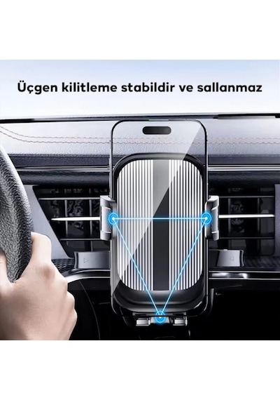 Polham Yuvarlak Havalandırma Uyumlu Araç İçi Telefon Tutucu, Sarsılmaz, Titremez, Mercedes, Audi Uym
