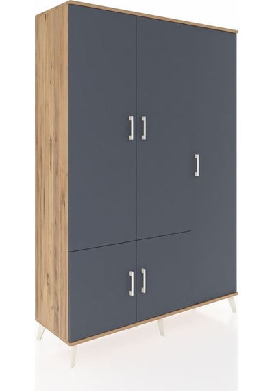 Hyperion Dolap 7 Raflı 5 Kapaklı Tek Askılı 132x44x195 Çam-an... Çam